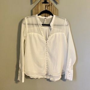 Free People Womens Long Sleeved Blouse White - S